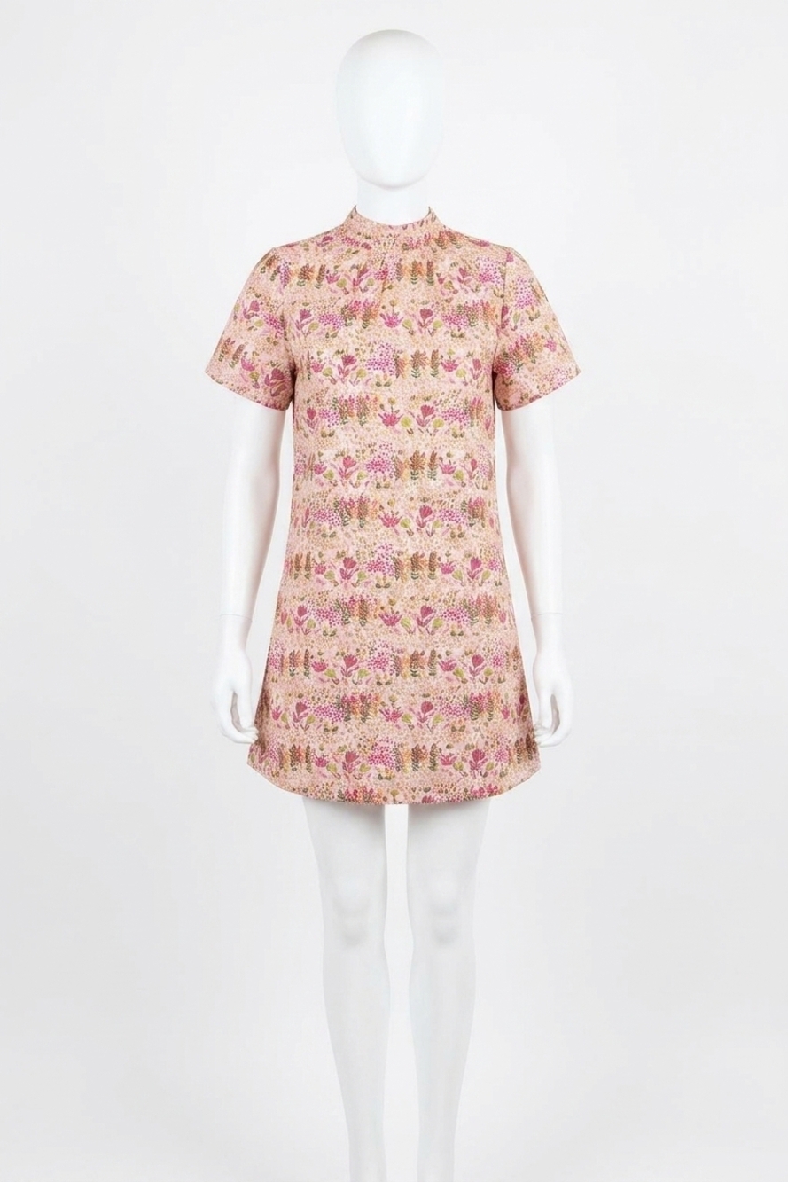 NEW THML jamie textured floral mini dress in pink